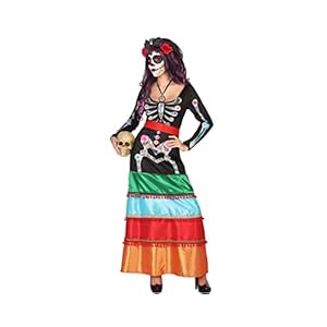 ATOSA disfraz esqueleto mejicano mujer adulto vestido largo XS