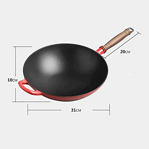 Wok de Hierro Fundido con Tapa de Madera y Asas Grandes miniatura 3