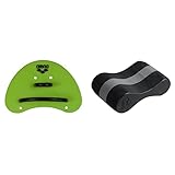 ARENA Unisex Pullbuoy/Schwimmbrett Freeflow Pullbouy zur Verbesserung der Wasserlage, Black-Grey (51), One Size & Unisex Schwimm Wettkampf Trainingshilfe Finger Paddle Elite, Acid Lime-Black (65), S