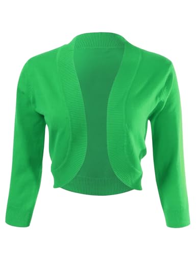 Image of Allsense Women's 3 /4 Sleeve Bolero Shrug for Dresses | Open Front Cropped Cardigan, Lightweight Knit Dress Cover Up