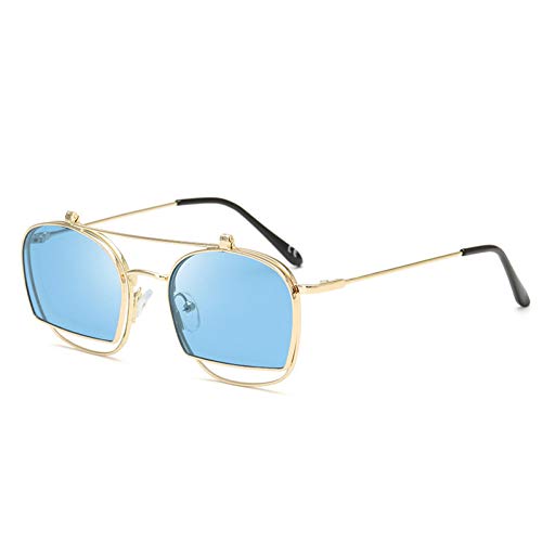 YIERJIU Sonnenbrillen Neue Frauen Sonnenbrille Flip Up Punk Sonnenbrille Für Männer Coole Mode Brillen Doppel Objektiv Hohe Qualität,Blau Cover