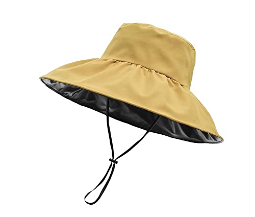 RYZGOJV UV 50+ Adults Summer Fishing Hat Outdoor UV Protection Summer Hat Beach Vacation Girl Women Hat-Yellow