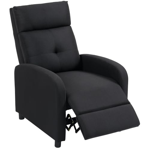 HOMCOM Fauteuil de relaxation inclinable manuel en lin avec ouverture Push – repose-pieds