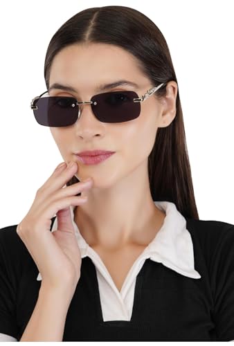 Image of IFLASH UV Protected Retro Rectangular Rimless Sunglasses for Men and Women
