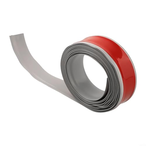 Linnkyfloa Moldura flexible de PVC para zócalo de 5 m x 5,4 cm con respaldo para protección de pared en blanco, gris, negro, para champán dorado y plateado (S plateado)
