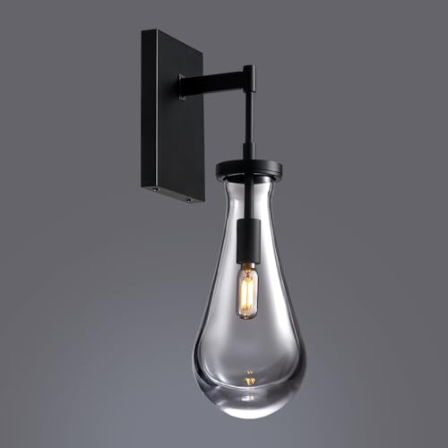 Image of 17 inch L Wall Sconces,Black Wall Lights Fixtures Bathroom Vanity Light Morden Wall Sconce Raindrop Wall Lamps for Living Room,Bedroom,Hallway,Stairs,Indoor