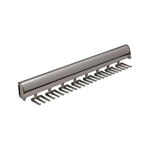 Brixwell QIL9-001 Tie Rack, 24 Hook with Full Extension Slide Polished Chrome Finish