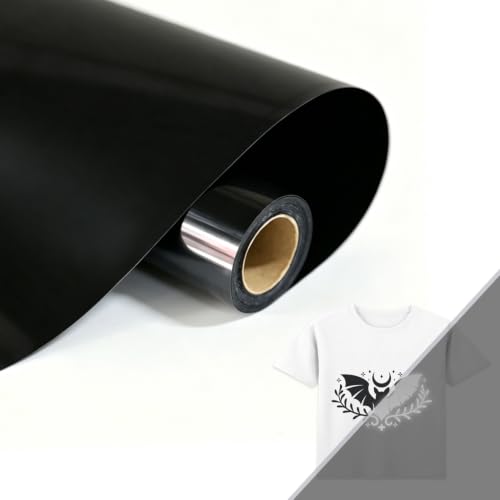 Image of HTVVETUR Reflective Black HTV Roll 12 Inch by 5 Ft Heat Transfer Vinyl Iron on DIY for T-Shirt PU Stretch Elastic HTV Vinyl (Reflective Black, 5FT)
