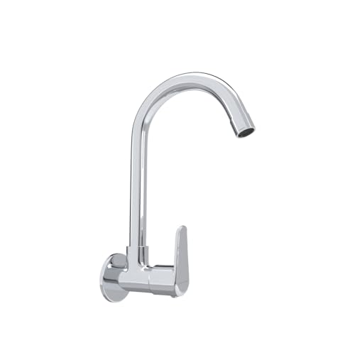 Image of Johnson Sega Brass Wall Mounted Sink Cock for Kitchen | Chrome Finish Kitchen Faucet with Wall Flange | Corrosion Resistant Brass Kitchen Tap | Cold Water Sink Faucet | 10-Year Warranty
