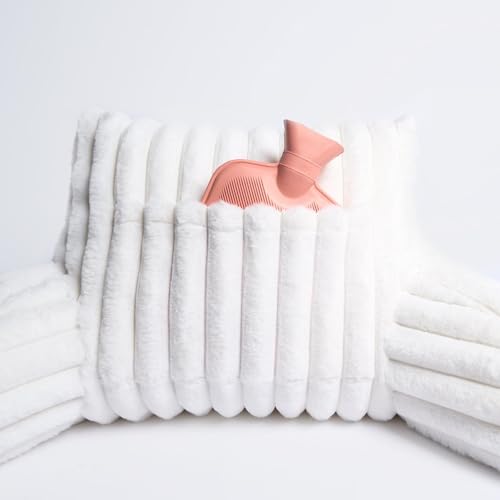 OHS Cuddle Cushion for Adults, Valentines Gifts for Her Ribbed Faux Fur Comfy Reading Pillows Sofy Cosy Gaming Cushion with Heatable Pocket Support Pillow with Arms Relaxing Comfy, Cream - Image 7