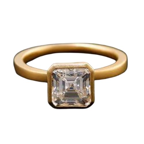 Bague moissanite 6 mm anti-ternissement en argent plaqué or pour éviter les doigts verts