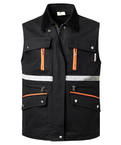 Image of Tool Vest for Men Electrician Reflective Work Vest Carpenters Multi-Pockets Safety Vests