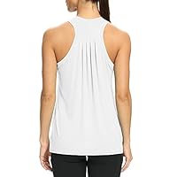 Mippo Regatas femininas de treino com gola alta, costas nadadoras, ajuste solto, camisetas atléticas para ioga, Branco, GG