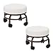 Niskie stołki do siedzenia zestaw 2, dzieci dorośli czyszczenie krzesło obrotowe ze stalową ramą i kółkami, dom kuchnia salon spa okrągłe stołki stołek pedicure (kolor: Biały)