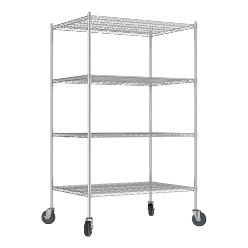 QUIET BOOK Commercial NSF Listed Chrome Mobile Wire Shelving Kit 30