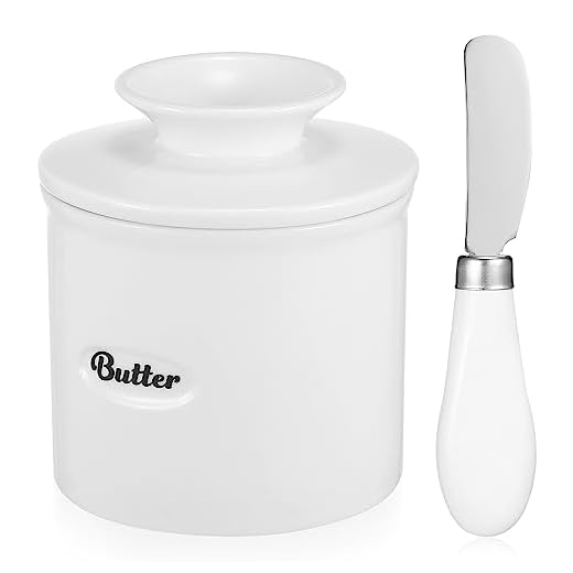 BESTonZON Mantequillera para mantequilla, con tapa de cerámica, regalo de cocina