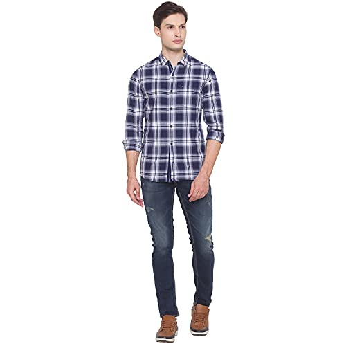 Image of Spykar Men's Checked Slim Fit Shirt