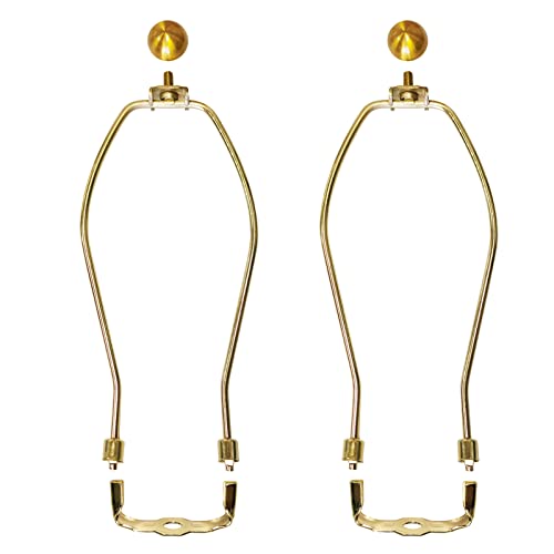 Lamp Shade Harp, 8.5 Inch Detachable Holders Replacement For Table And Floor Lamps, 2 Set Polished Brass Heavy Duty Lamp Shade Bracket, 3/8 Standard Saddles And Finials Included (Polished Brass) #TOP6