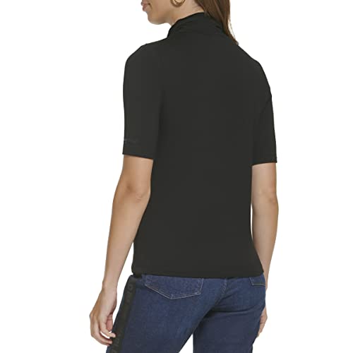 Karl Lagerfeld Paris Women's Everyday 3/4 Sleeve Knit Top, Black, Large #TOP3