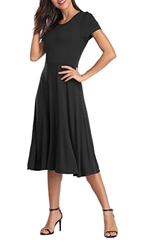 Image of Urban CoCo Women's Floral Print Short Sleeve Flared Midi Dress
