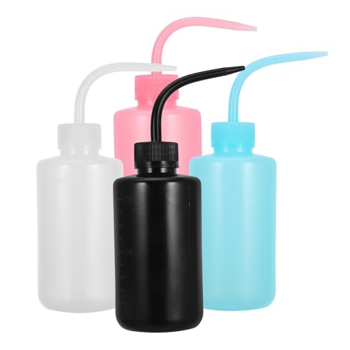 MAGICLULU Botellas Exprimibles para Líquidos 250 Ml 4 Piezas con Boca Curva y Escala, Botellas de Plástico Flexibles Portátiles para Limpieza de Tatuajes y Uso en Belleza