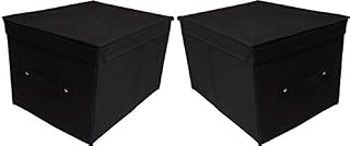 Neusu Premium Medium Foldable Storage Boxes, 40x30x25cm 30 Litres, 2 Pack Black
