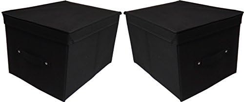 Neusu Premium Medium Foldable Storage Boxes, 40x30x25cm 30 Litres, 2 Pack Black