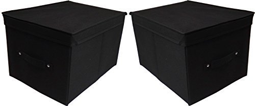 Boîte de rangement pliable noir 30 litres 40x30x25cm coffre dressing tissu