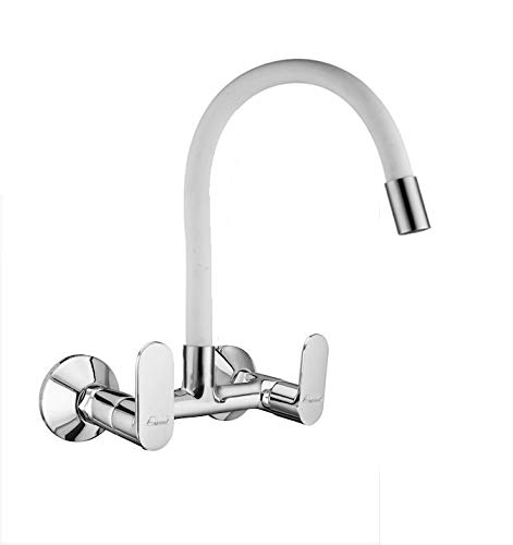 Aquieen Brass Wall Mounted Sink Mixer with Flexible Spout (White) (B08T862TD4) Amazon Price History, Amazon Price Tracker