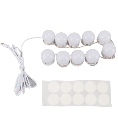 UMDHAIYI Luces LED de tocador con 10 bombillas regulables, USB, Color y brillo ajustables, luces de espejo para maquillaje, vestidor y baño