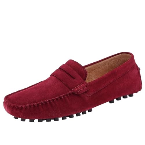Mens Loafers Shoe Simple Solid Colors Suede Vamp Resistant Comfortable Flat Heel Anti-Slip Lightweight Classic Slip-ons