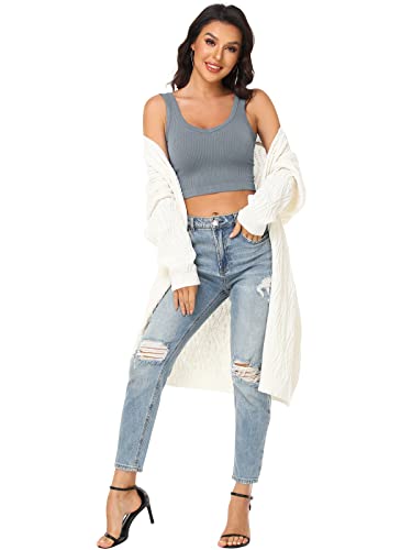 PINKSAVIOR Womens Crop Workout Tank Tops - 2025 Summer Breathable Basic Cami Tanktops for Yoga, Gym Running 3 Pieces3