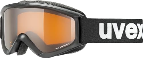 uvex speedy pro, óculos para desportos de inverno infantis, com melhoria do contraste, campo de visão ampliado antiembaciamento, branco/laser dourado, tamanho único