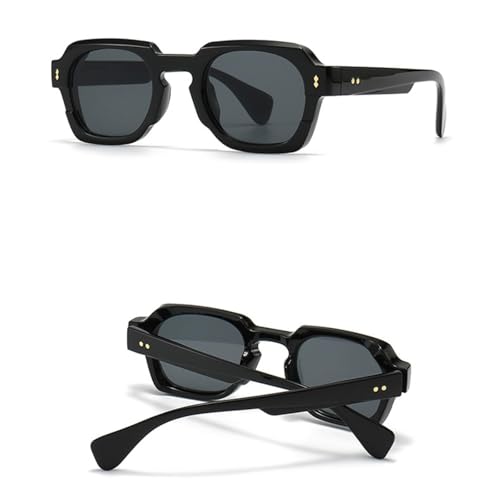 Lunettes de soleil vintage punk unisexes à rivets et verres teintés dégradés - 4