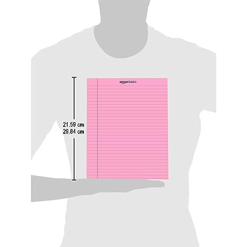 Image of amazon basics Wide Ruled 10.5x8.5 - Inch 50-Sheet Lined Writing Note Pad, Pink - Pack of 12
