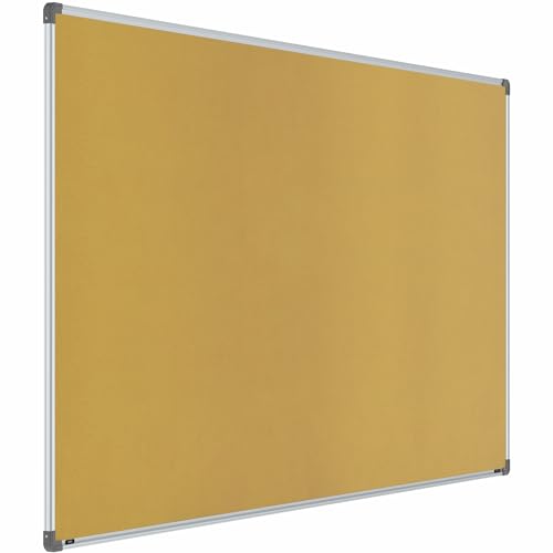 Image of Scholar Art Metis 4x8 Feet Bulletin Board for Office, Home & School | Vibrant & Versatile Crape Cloth + High Density Soft Board for Pinning Photos, Sticky Notes & Reminders (Yellow)