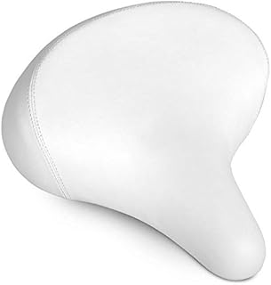 Bikeroo Cruiser Bike Seat – Extra Wide, Comfort Saddle with Suspension for Men and Women – Soft, Padded Bicycle Seats - Cycling Accessories – White