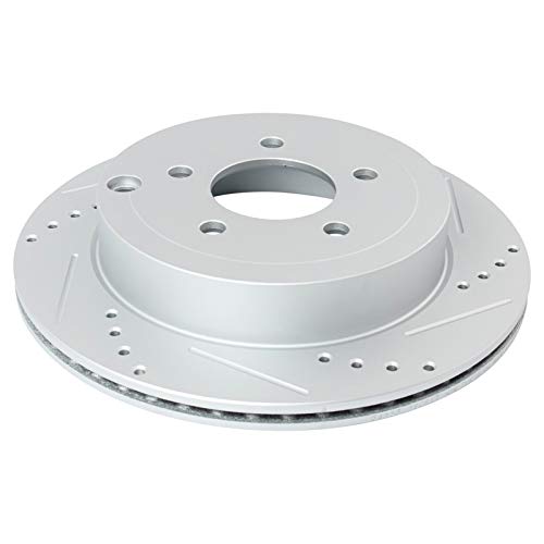 Image of TRQ Performance Rear Brake Pad and Rotor Set Ceramic G Coated Drilled | For 2007-2010 Ford Edge 2007-2010 Lincoln MKX