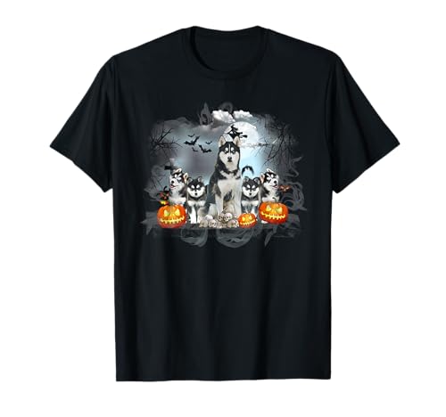 Halloween-Kostüm mit Husky-Hundemotiv T-Shirt