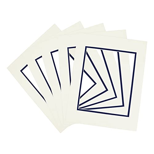 Golden State Art 5 Pack Double mat 11x14 For 8x10 Photo Ivory Over Blue