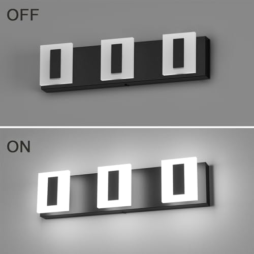 Image of 3 Light Modern Black Bathroom Vanity Light Fixtures Over Mirror Black Vanity Wall Lights