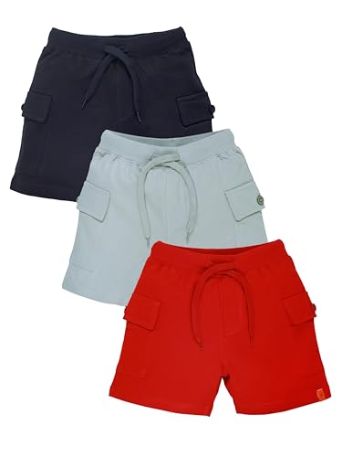 Image of KiddoPanti Boys 100% Cotton Knitted Above Knee Length Basic Cargo Shorts