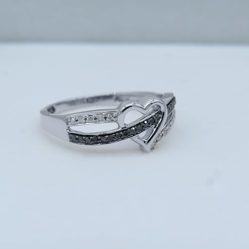 Dazzlingrock Collection Round 0.15 Carat Black & White Diamond Heart Promise Engagment Ring for Women in Solid Gold4