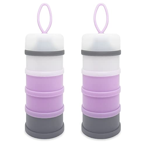 Image of LADISO Baby Formula Dispenser, Portable Milk Powder Dispenser Container, Baby Feeding Travel Storage Container, formula mixer, formula holder, BPA Free, 4 Compartments, 2 Packs, dispensador de fórmula