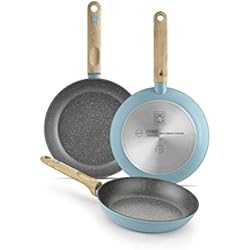 Sartenes Bra Black Friday BRA Set de sartenes 20-24-28 cm, aluminio forjado con antiadherente, aptas para todo tipo de cocinas incluida inducción, Turquesa, 20-24-28 cm