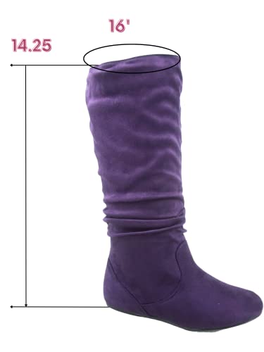 TOP Moda Data-1 Women's Shoes Cute & Comfort Round Toe Flat Heel Slouchy Mid Calf Boot2