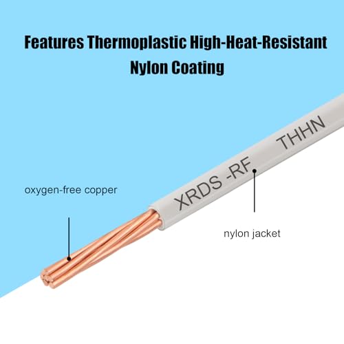 Image of 8AWG THHN Electrical Wire 250FT - Stranded Bare Copper Conductor with PVC and Nylon Insulation, Heat and Oil Resistant Cable for Indoor & Outdoor Wiring