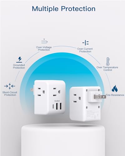 Image of 2 Pack US to Japan Plug Adapter, 2 Prong to 3 Prong Outlet Adapter with 3 AC Outlets 3 USB Ports(1 USB C), Type A Travel Power Converter Plug Adaptor for USA to Japanese Canada Mexico Philippines Peru