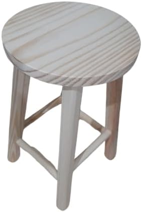 Supertela Artefatos de Madeira - BANCO REDONDO ALTO CRU - 40cm de altura, medidas laterais 24x24cm - decoração, pesca, camping e lazer - Acabamento natural