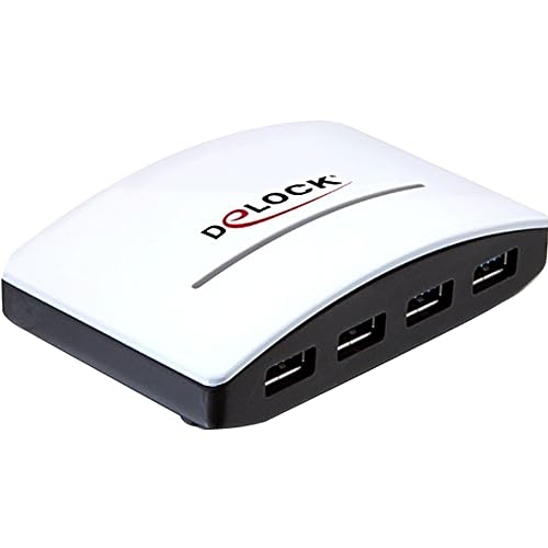 Hub USB 3.0 DeLock 4 ports noir blanc concentrateur pour PC portable Mac